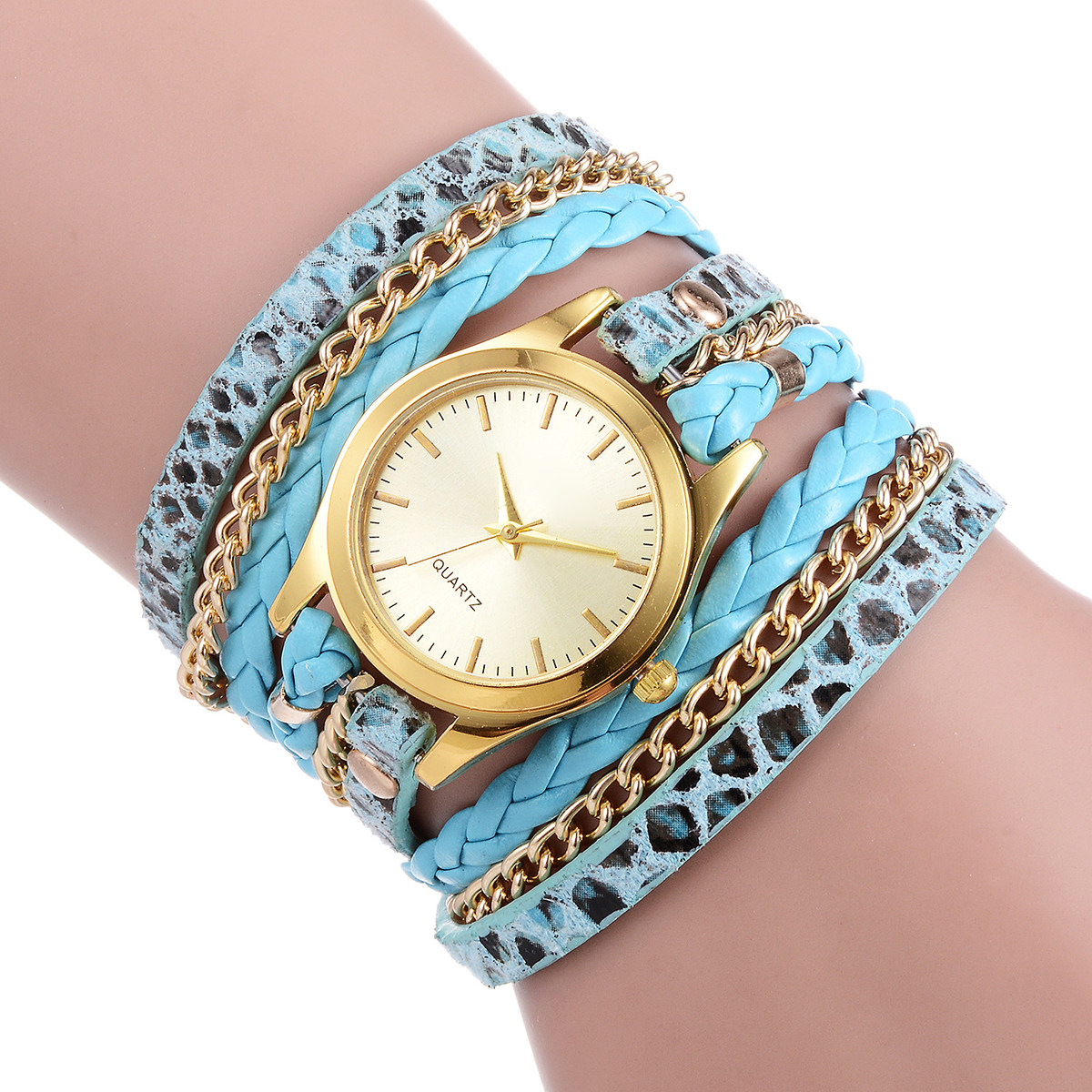 Luxury Watch White - ساعة نسائية بتصميم جلد النمر، هيكل