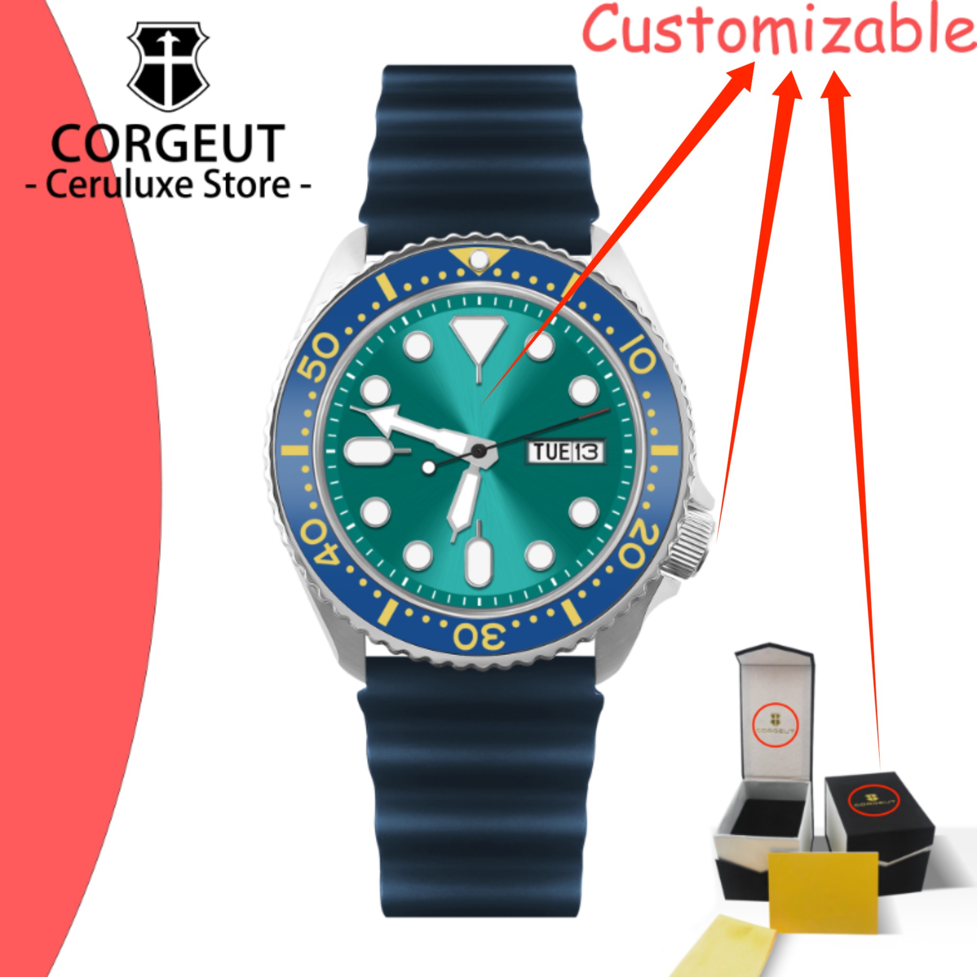 Luxury Watch Logo - ساعة غوص ميكانيكية للرجال بشعار مخصص،