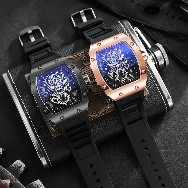 Luxury Watch Jacob And Co - ساعة كوارتز رجالية بتصميم برميل نبيذ