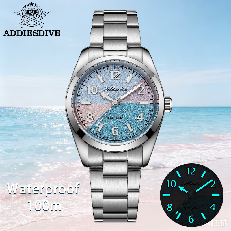 Luxury Watch Case Travel - ساعة ADDIESDIVE من الزجاج الياقوتي للنساء،
