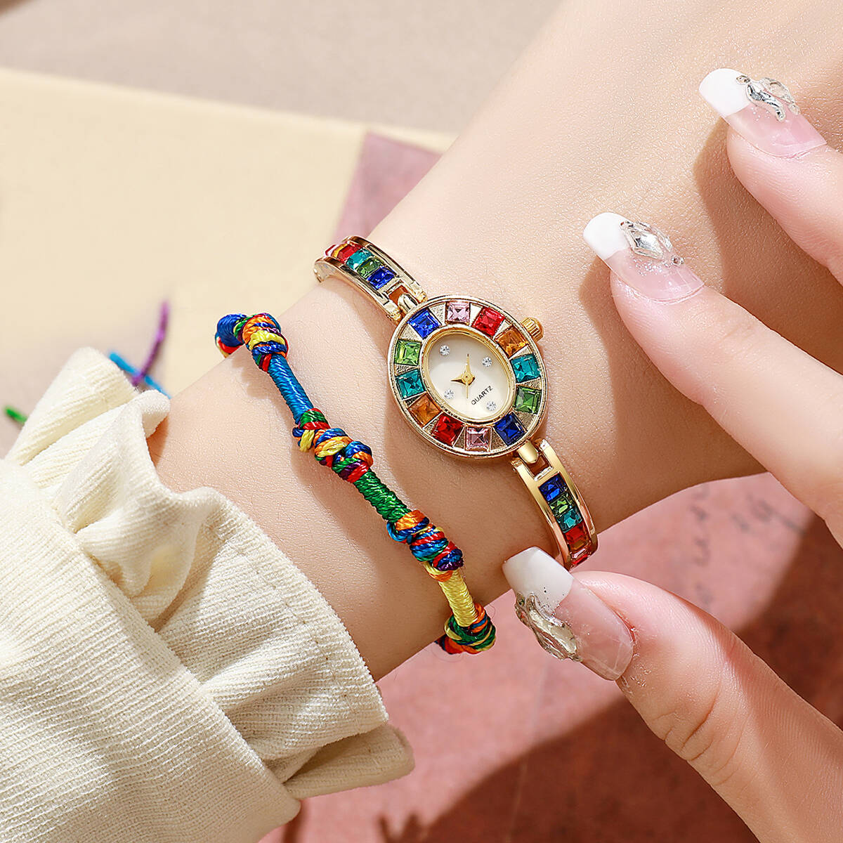 Luxury Watch Ladies - طقم ساعتين نسائيتين فاخرتين مرصعتين بالأحجار