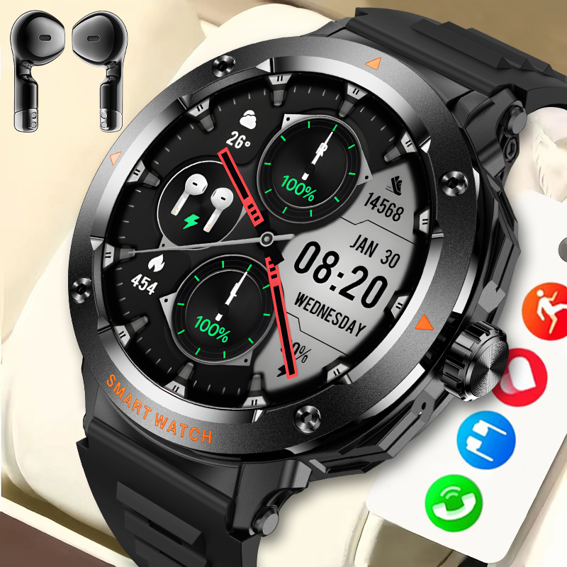 Luxury Watch On Wrist - 2025 ساعة ذكية TWS سماعات لاسلكية