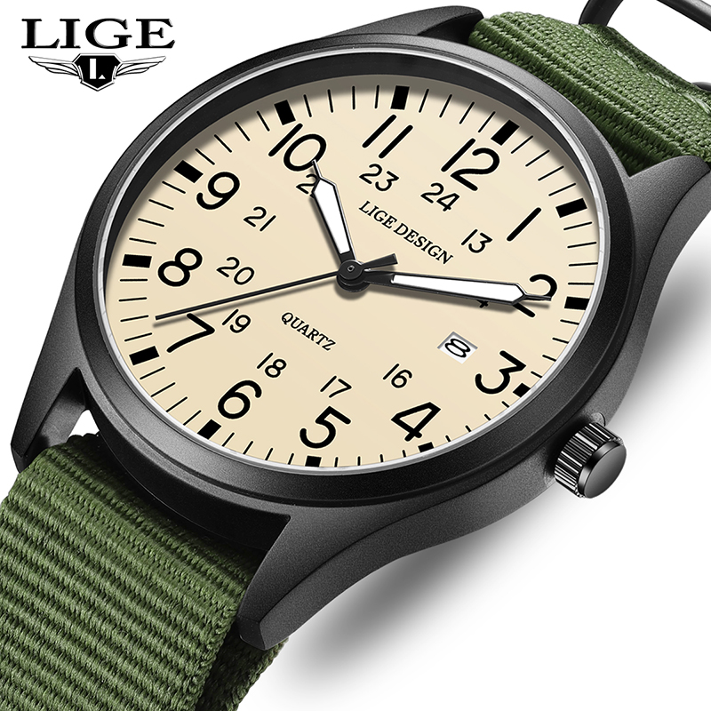 Luxury Watch Green - LIGE 2025 أفضل ساعة يد كوارتز