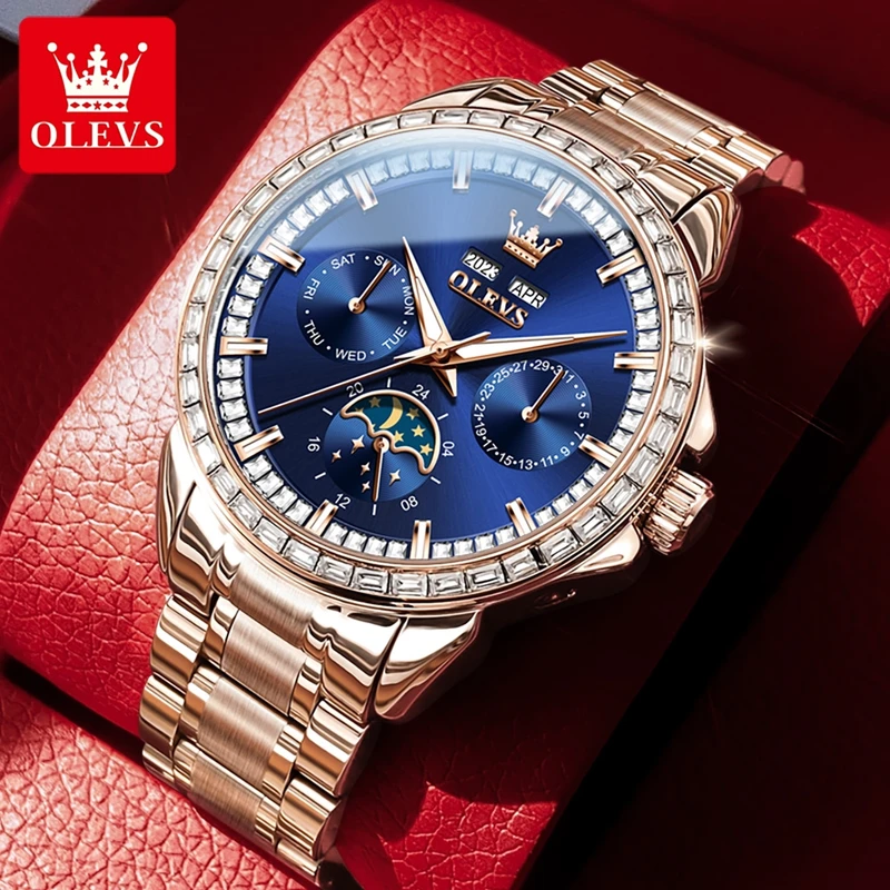 Compass Watch Luxury - OLEVS 6695 ساعات رجالية جديدة كاملة