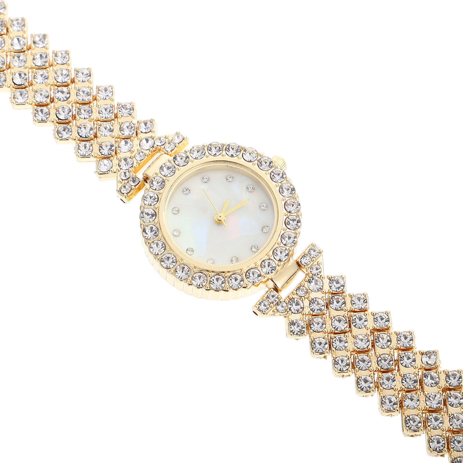 Luxury Watch White - ساعة يد نسائية أنيقة مرصعة بالكريستال