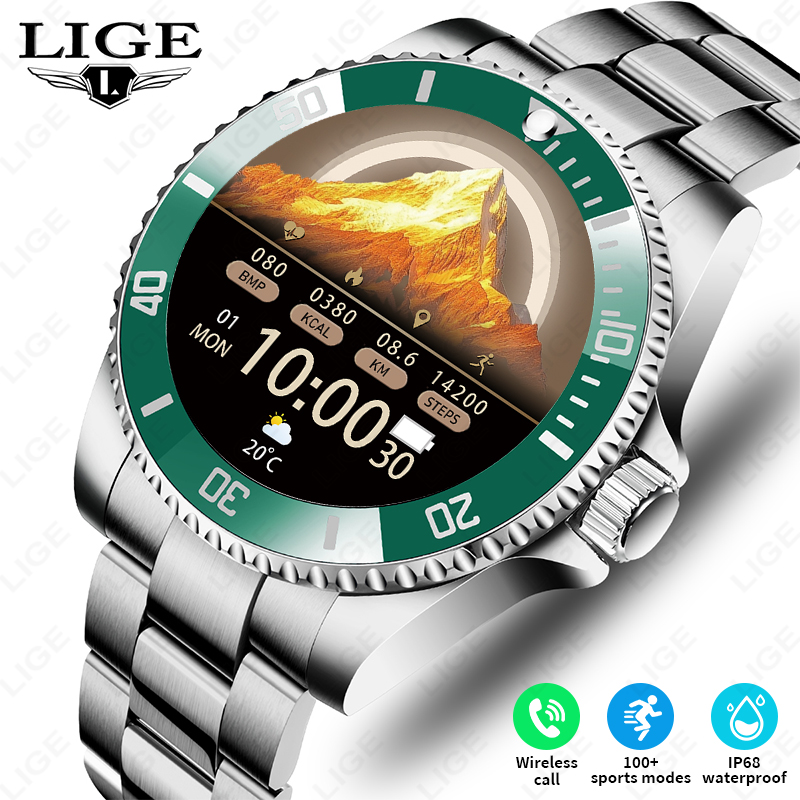 LIGE جديد ساعة ذكية الرجال بلو - مراجعة Luxury Watch On Wrist وسعره