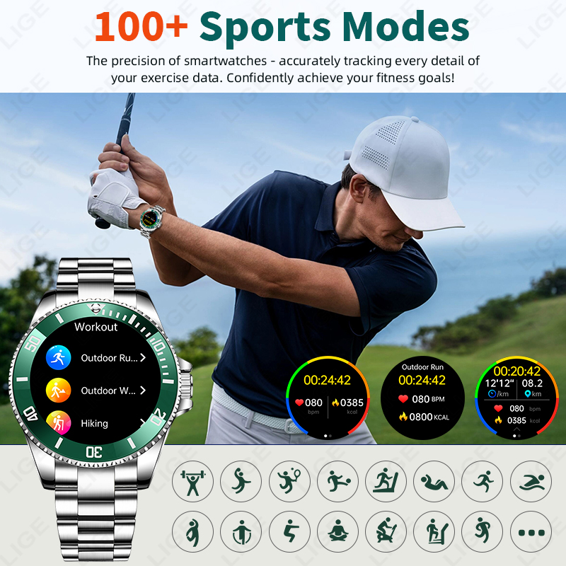 LIGE جديد ساعة ذكية الرجال بلو - مراجعة Luxury Watch On Wrist وسعره