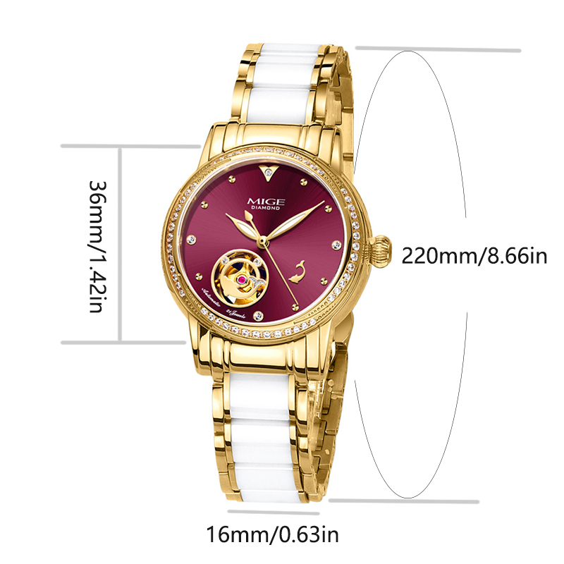 ساعة يد نسائية ميكانيكية فاخرة - مراجعة Luxury Watch White وسعره