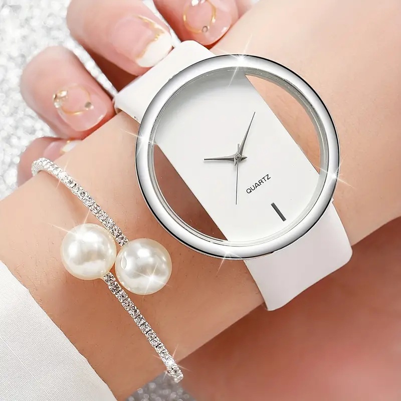 2PCS أزياء بيضاء بسيطة ووتش حج - مراجعة Luxury Watch White وسعره