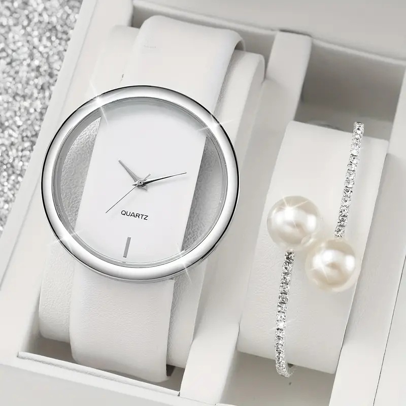 2PCS أزياء بيضاء بسيطة ووتش حج - مراجعة Luxury Watch White وسعره