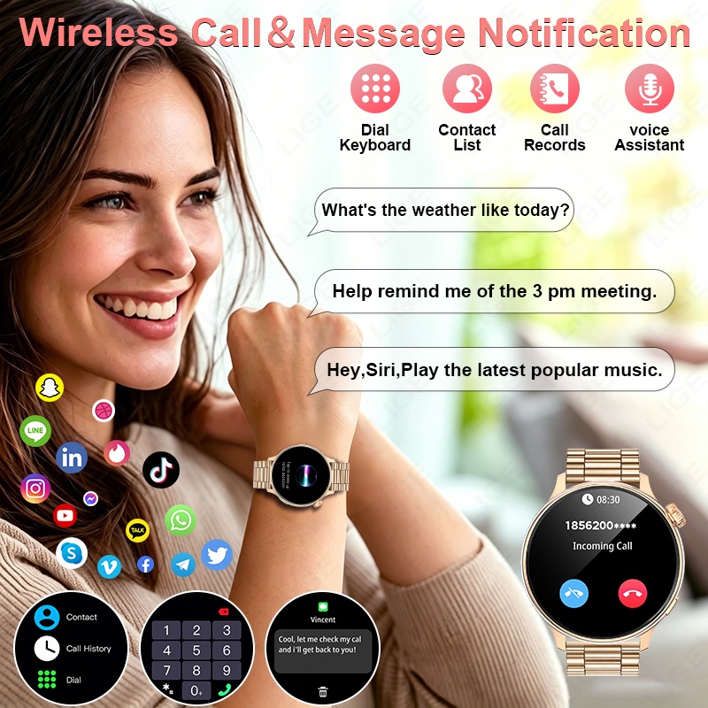 ساعة ذكية فاخرة للنساء من LIGE - مراجعة Luxury Watch On Wrist وسعره