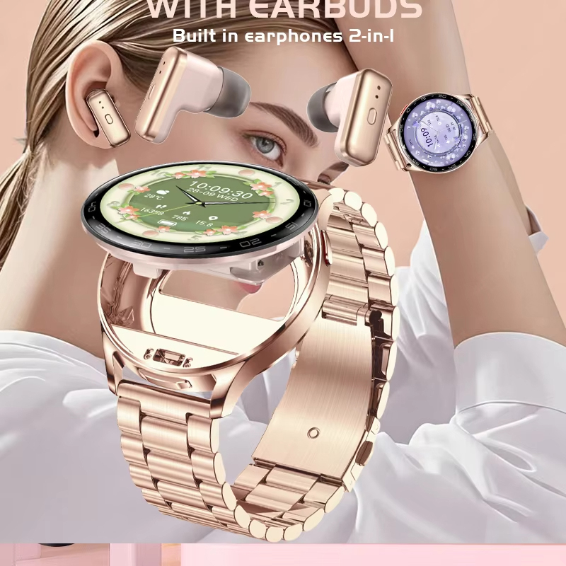 سماعة رأس لاسلكية 2 في 1 مع سا - مراجعة Luxury Watch On Wrist وسعره