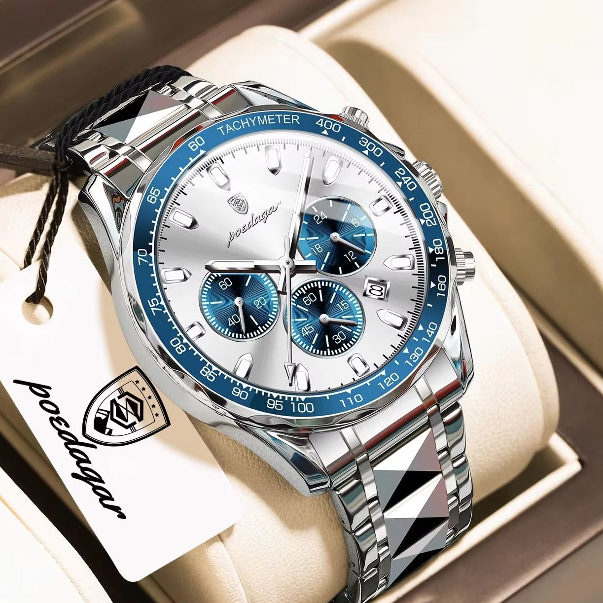 ساعة رجالية فاخرة من POEDAGAR  - مراجعة Luxury Watch White وسعره