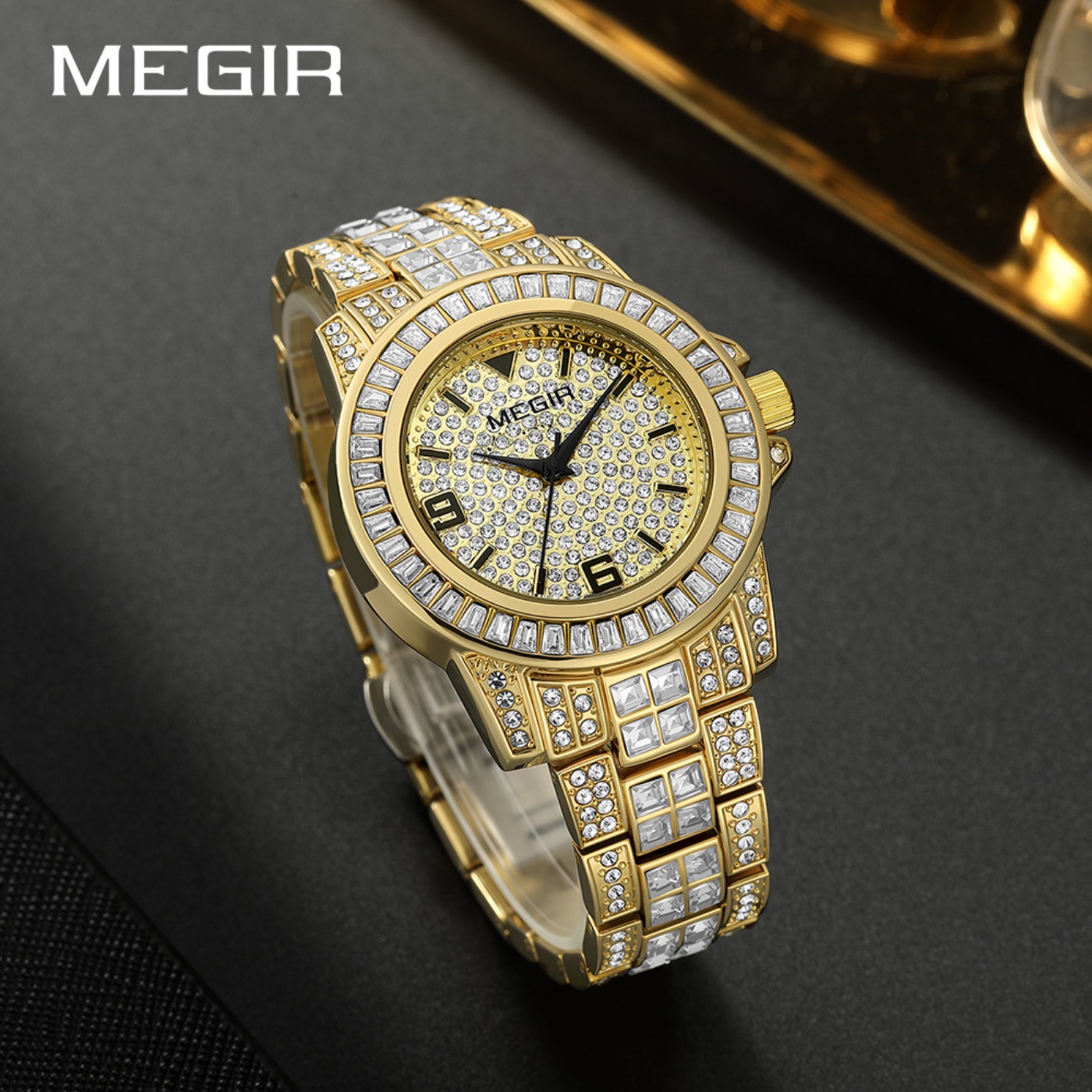 ساعات MEGIR الفاخرة المرصعة با - مراجعة Luxury Watch Diamond وسعره