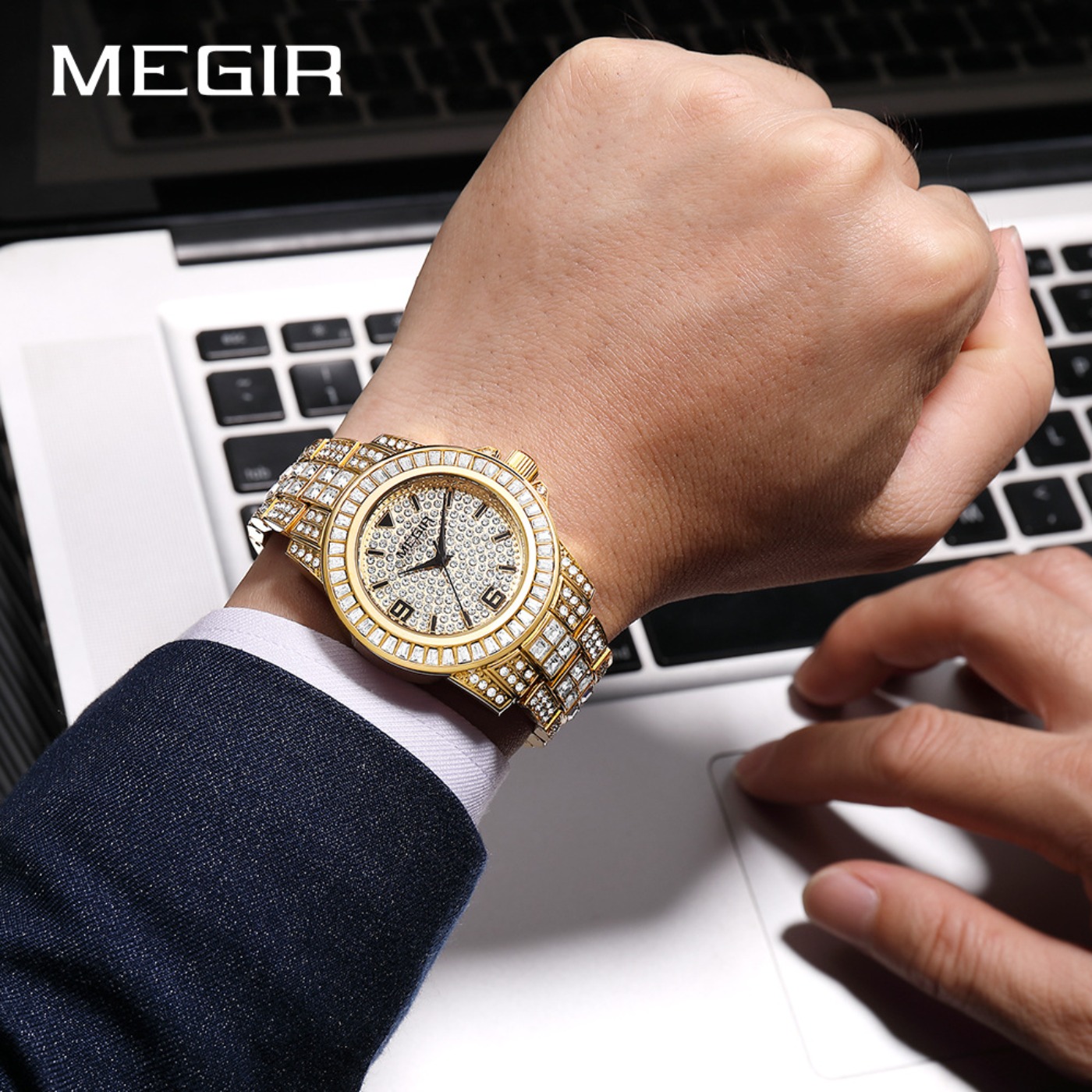 ساعات MEGIR الفاخرة المرصعة با - مراجعة Luxury Watch Diamond وسعره