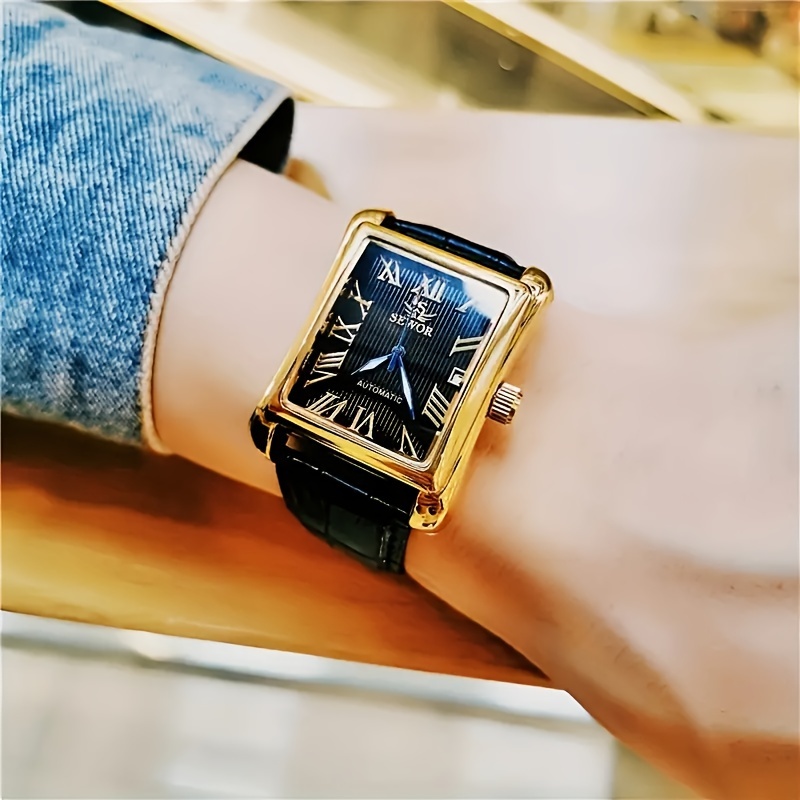 ساعة يد رجالية مربعة الشكل بتص - مراجعة Luxury Watch Name Brands وسعره