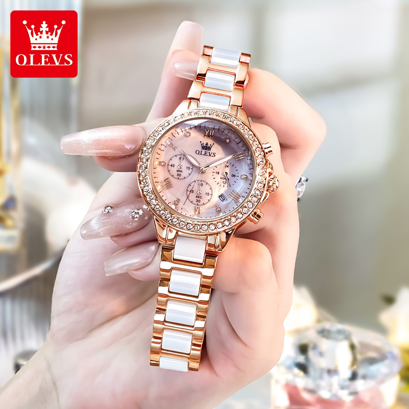 OLEVS 9999 ساعة نسائية ماركة أ - مراجعة Luxury Watch Green وسعره