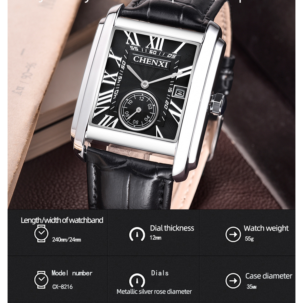 CHENXI 8216 موضة كلاسيكية مربع - مراجعة Luxury Watch Manufacturers وسعره