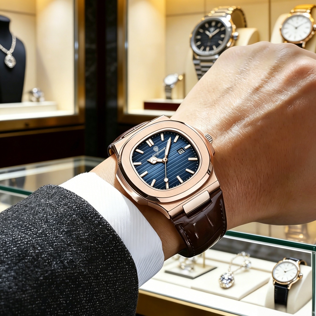 ساعة يد رجالية فاخرة مربعة الش - مراجعة Luxury Watch Nice وسعره