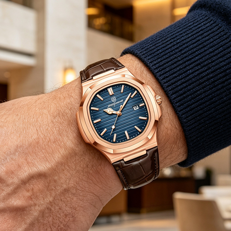 ساعة يد رجالية فاخرة مربعة الش - مراجعة Luxury Watch Nice وسعره