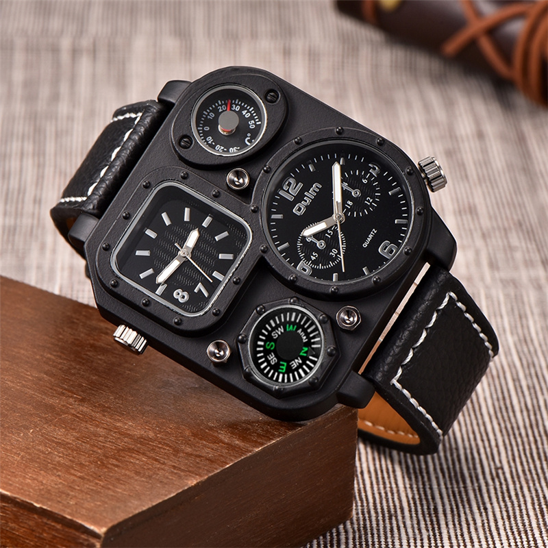 Oulm كلاسيكي أسود ساعات غير رس - مراجعة Compass Watch Luxury وسعره