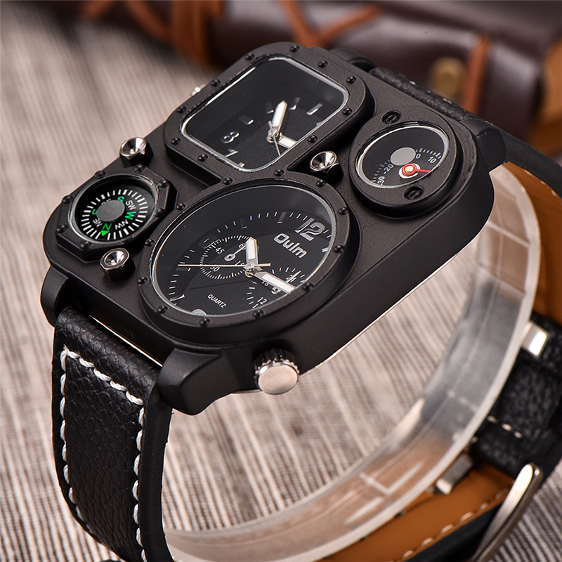 Oulm كلاسيكي أسود ساعات غير رس - مراجعة Compass Watch Luxury وسعره
